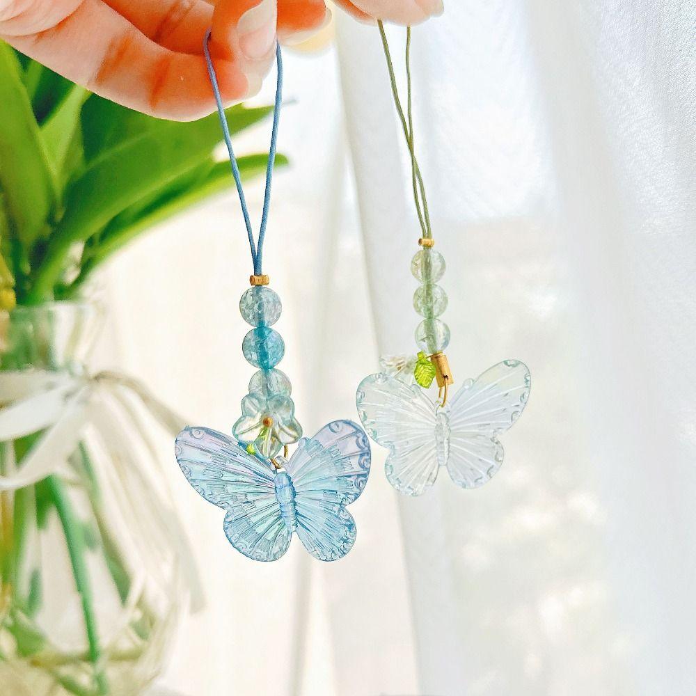 Short Butterfly Y2K Mobile Phone Charm Strap Butterfly Star Cross Pendant Female Lady Girl