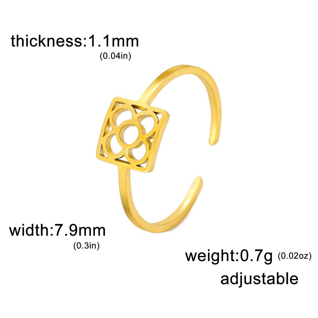 Lemegeton Barcelona Flowers Rings for Women Stainless Steel Ring Square Flower Finger Jewelry Souvenir Accessories 2026 Trend