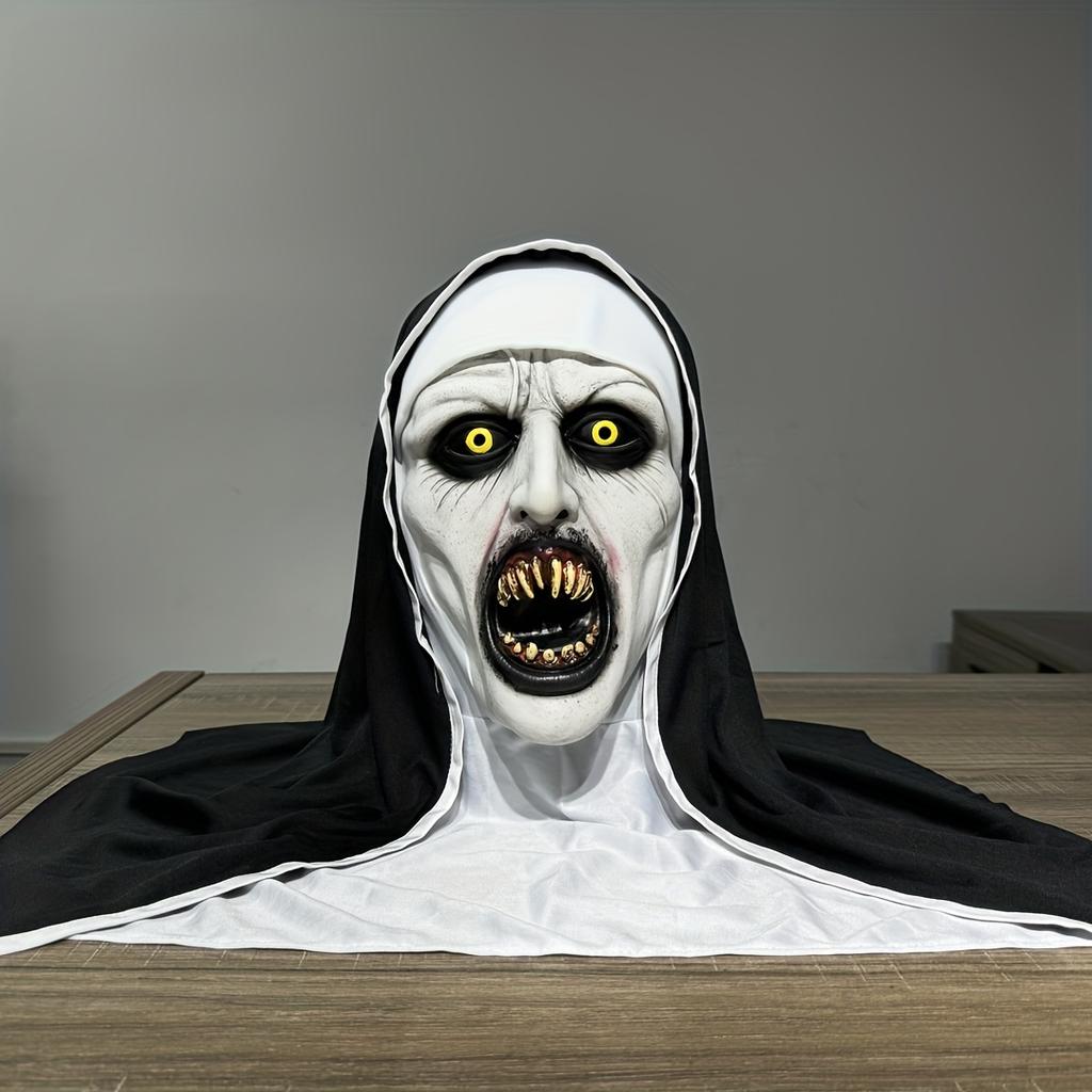 Mask Frightening Nun Costume Synthetic Latex Street Style Horror Accessory Realistic Details Halloween Horror Theme Events