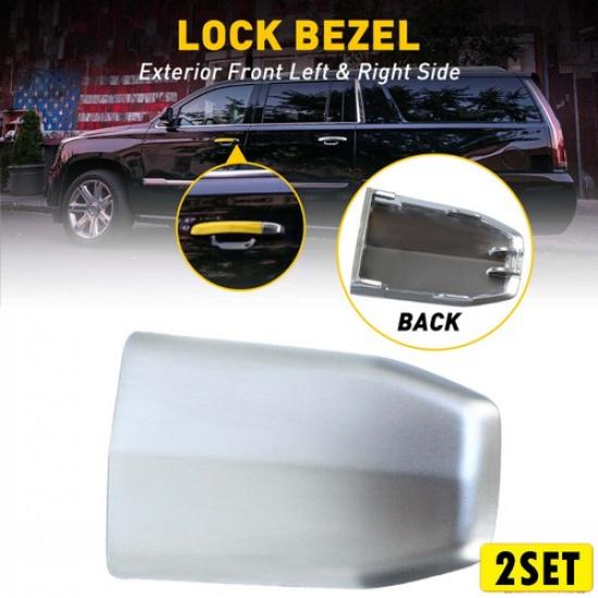 

2Set Front Handle Cover Lock Door Cylinder Fit For Chrome 2015-2018 Cadillac Esc