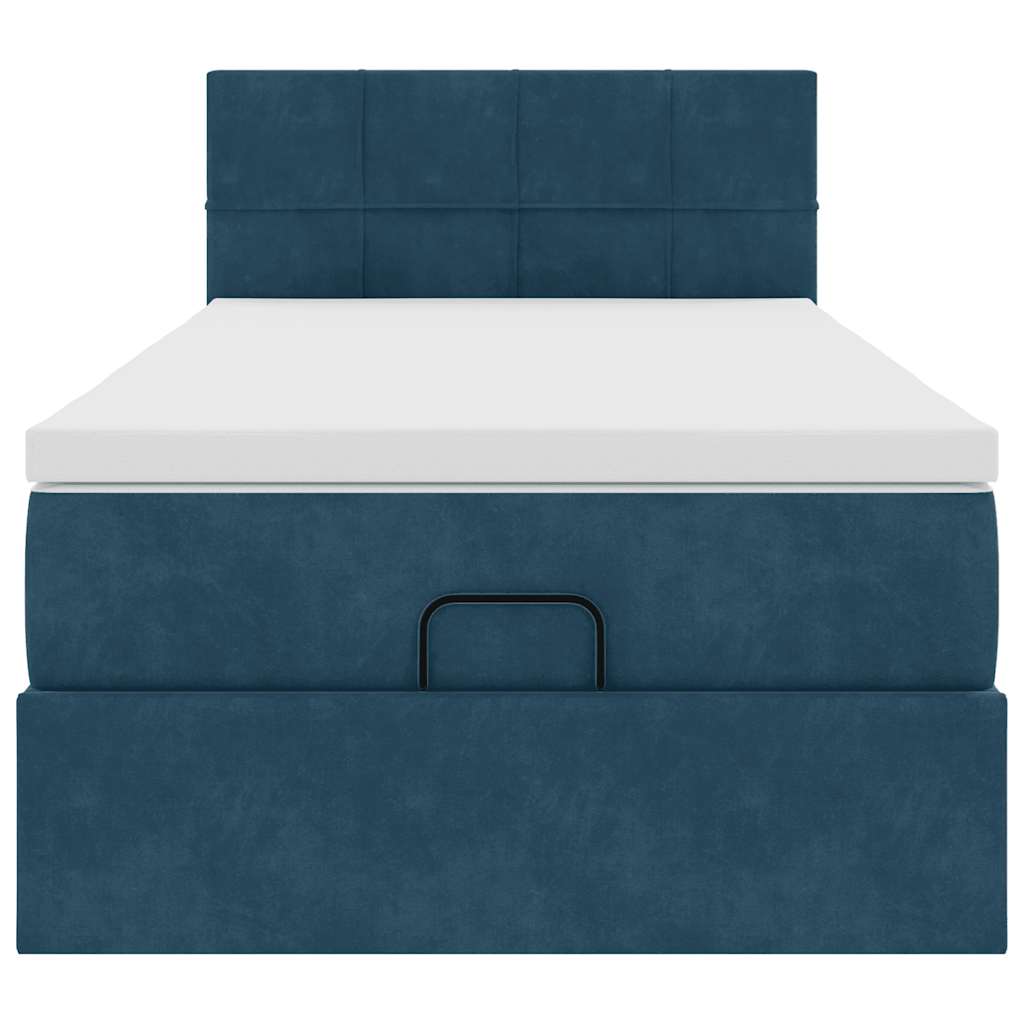 Ottoman Bed with Mattress & LEDs Dark Blue 80x200 cm Velvet