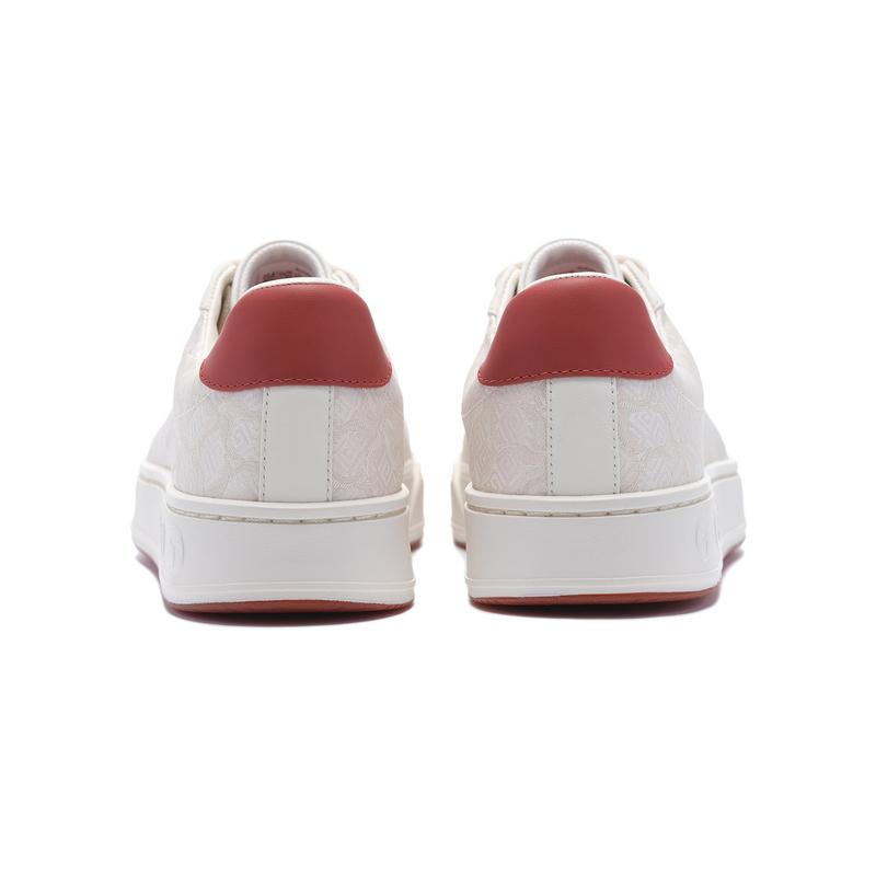 Li-Ning 1990 Fashion Casual Slip-Resistant Durable Low-Top Skate Shoes Women sneaker White Red ALHV054-1