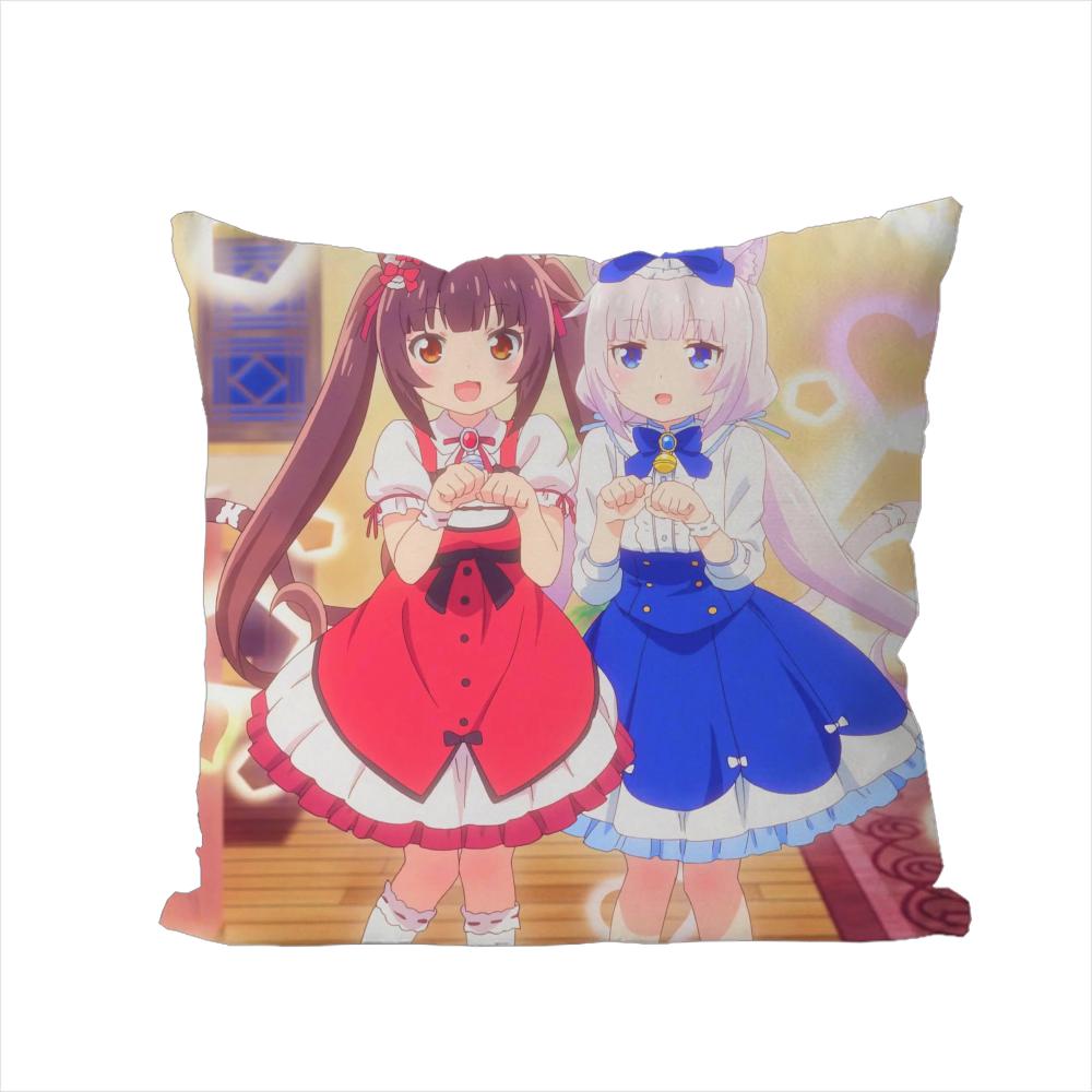 NekoPara Pillow Case For Car Sofa Decorative Home Doublesided Print Plush Square Throw Pillow Cushion Cover