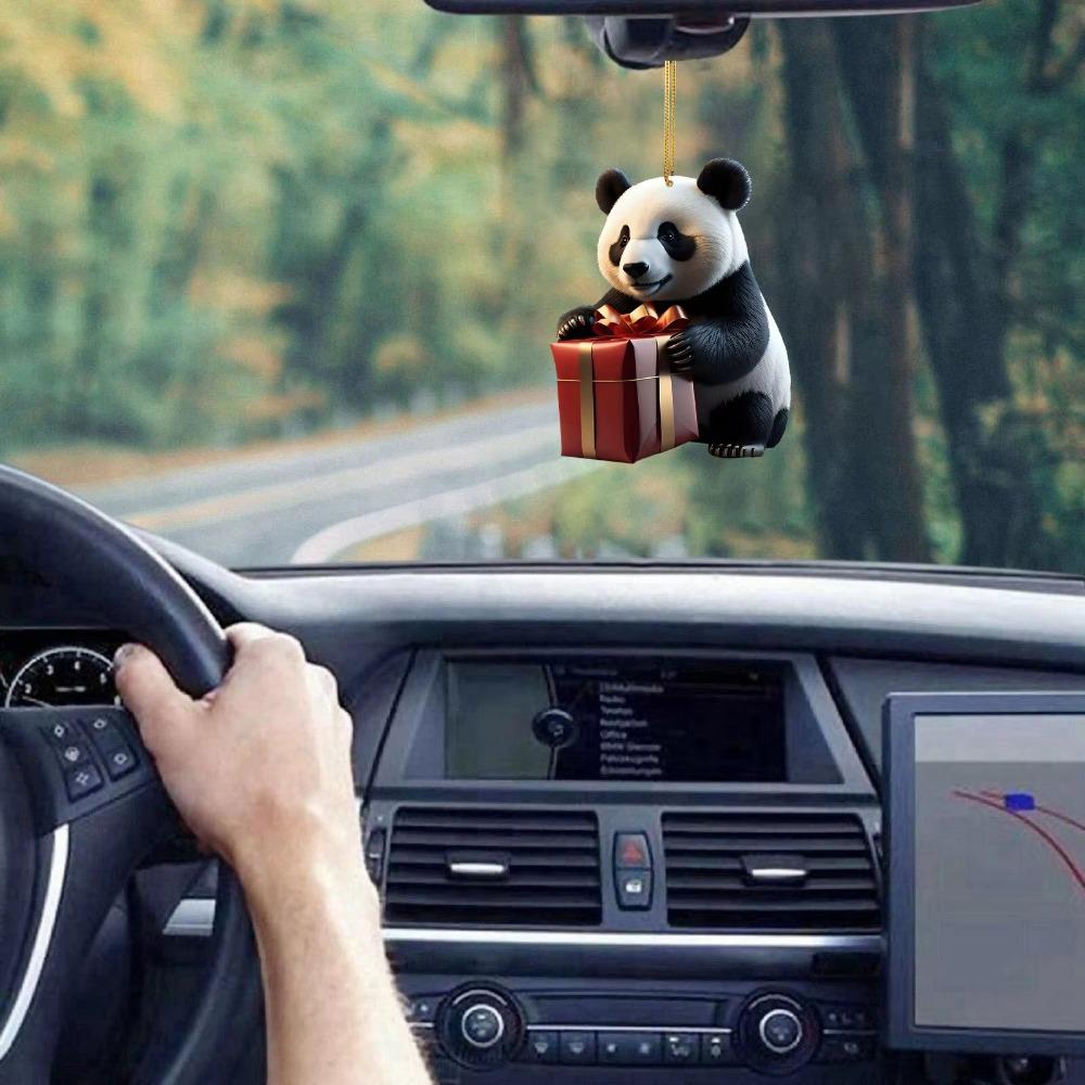 Cute Car Panda Pendants Cartoon Xmas Hanging Ornament Fashion Christmas Panda Ornament  New Years