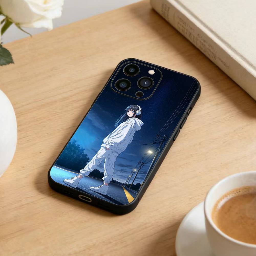 Anime Oshi-no Ko Phone Case For iPhone17,16,15,14,13,12 Plus,Max Soft Silicone Black Cover