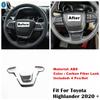 Carbon Fiber Look Car Steering Wheel Bottom Decor Frame Cover Trim ABS Accessories Fit For Toyota Highlander