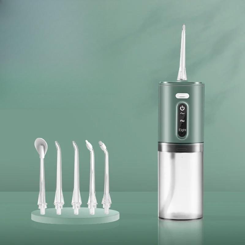 

200ml Rechargeable Household Oral to Rinser Remove Stones Scaler Water Flosser With 5 Nozzles Electric Portable Teeth Cleaner зелёный