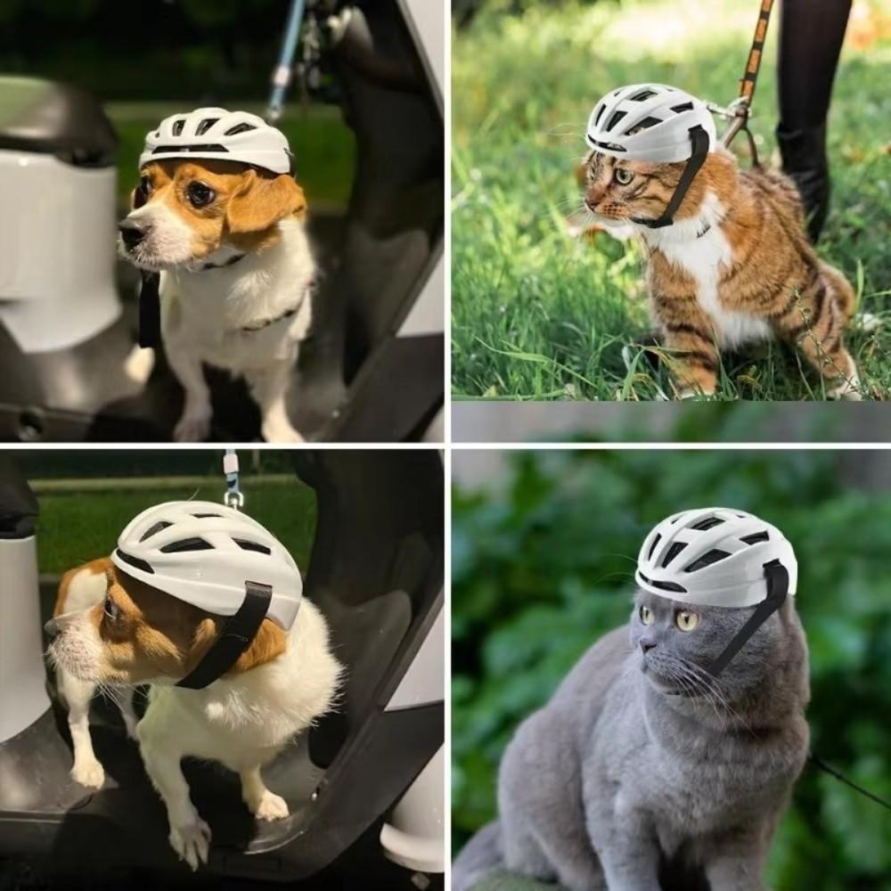 Nylon Strap Pet Helmet Breathable Cat Helmet New Dog Motorcycle Hat Pet Headwear