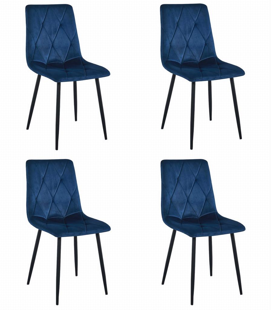 LIBRA chair - navy blue velvet / black legs x 4