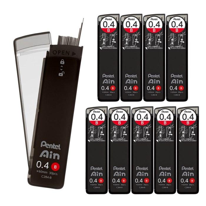 Pentel Sharp Pencil Lead Pentel Ain 0.4mm B 10-count C284-B Black