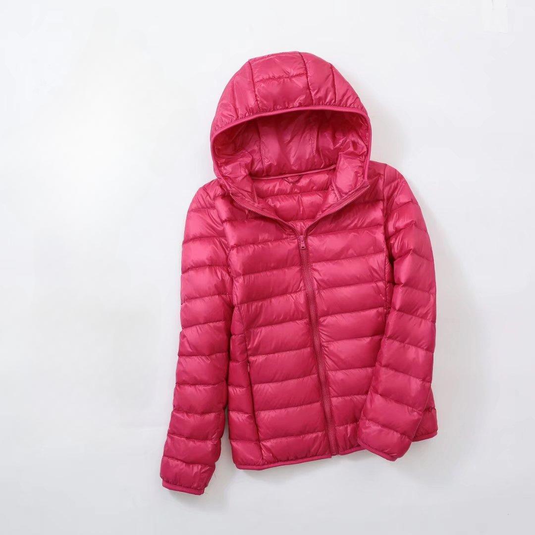 

Ультра-легкая тонкая пуховая куртка больших размеров, женская осенне-зимняя тонкая короткая теплая белая куртка с капюшоном на утином пуху, женская верхняя одежда L розы красного