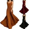 Women's Color Sleeveless Tank Dress with Pockets Long Length for Casual Everyday Wear