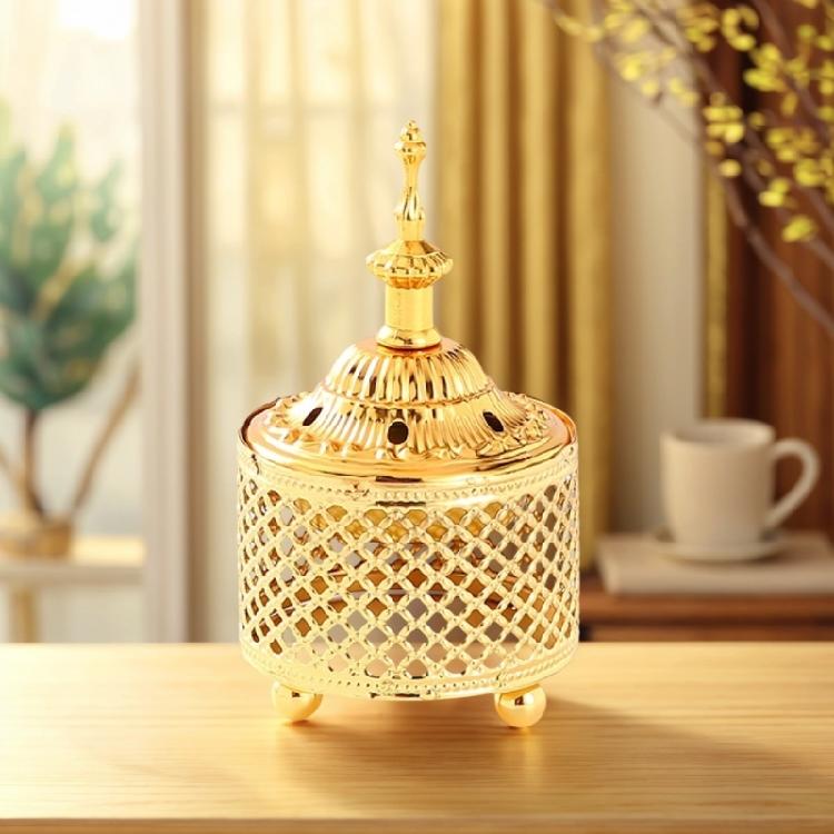 Decorative Arabic Incenses Burners Vintages Metal Bowl with Lid for Calming Atmospheres in Spa, Office, or Home