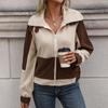 MIEGOFCE Kapsa Kardigan Evropský a Americký Dámský Podzimní a Zimní Polární Fleece Zip Kontrastní Barva Bunda D337
