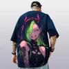 Herren Cyberpunk Anime Succubus 3D-Druck Oversized T-Shirt