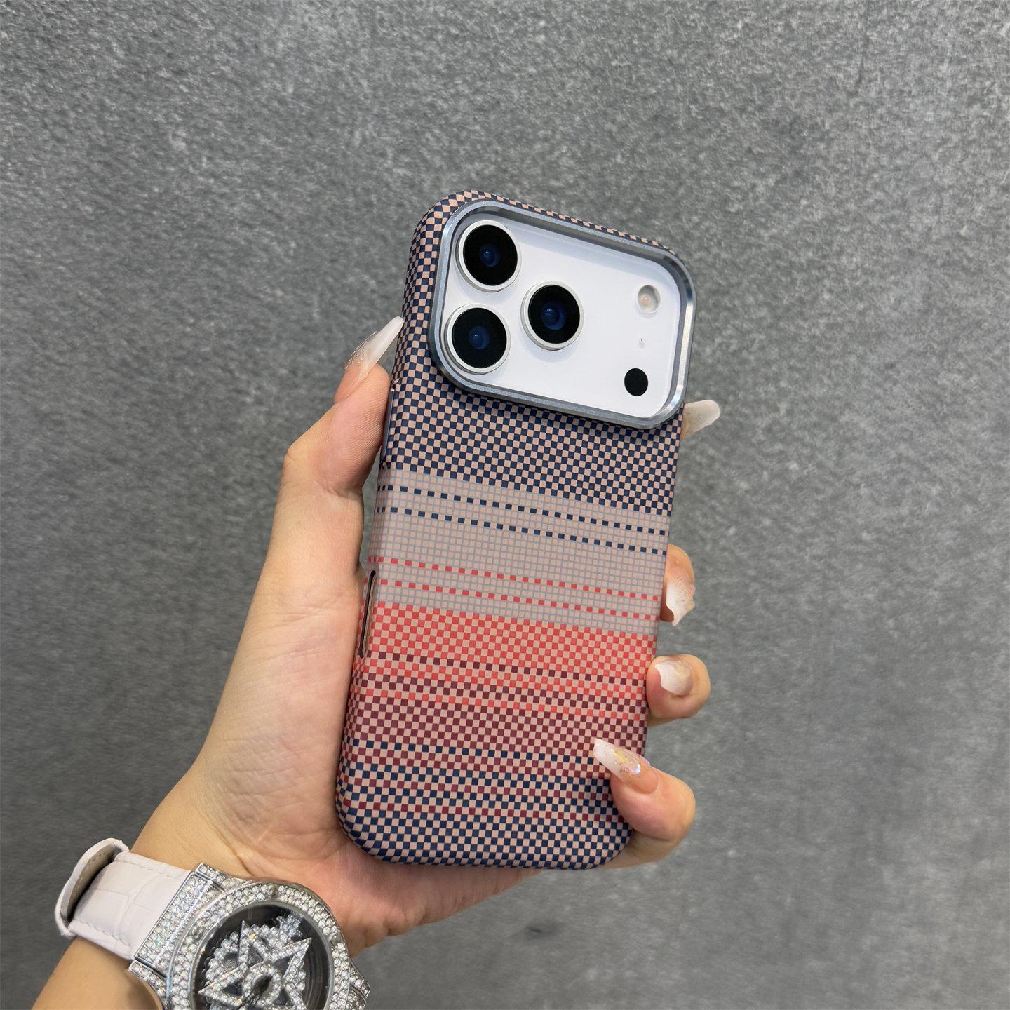 

Sunset Moonrise Magnetic Kevlar Pattern Drop-Proof Case for iPhone 17 PRO MAX and Apple 16 iPhone 16 серый/закат