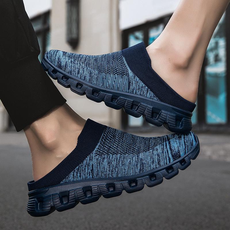 Fashion New Unisex Cross-border foreign trade spring and autumn large size couple flying woven socks shoes a pedal half slippers 35-48