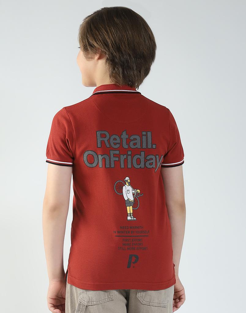 MONTE CARLO Boys's Regular Fit Printed Polo Half Sleeve T-Shirt