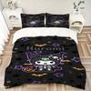 3pcs Spooky Fun with Bats Stars and Pumpkins Halloween Kuromi Bedding Set Includes Quilt Cover and Pillowcases, Suitable for All Seasons, Machine