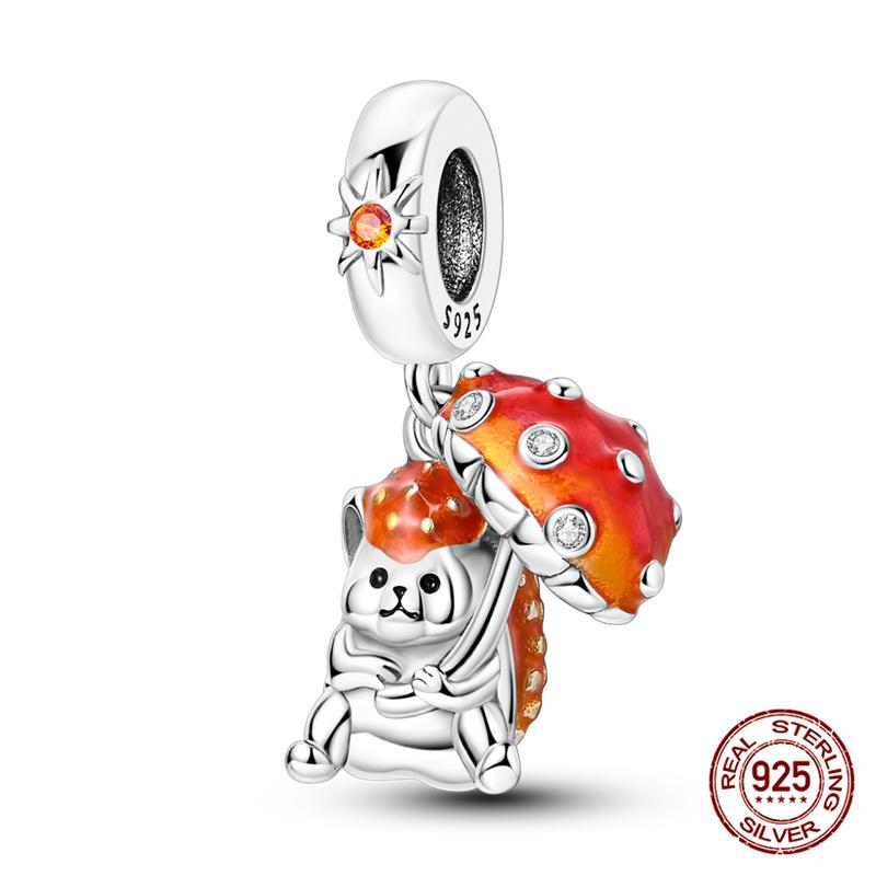 100% 925 silver Animal Series Bulldog Zebra Squirrel Charms Fit Original 925 Bracelet DIY Jewelry Making Women Gift