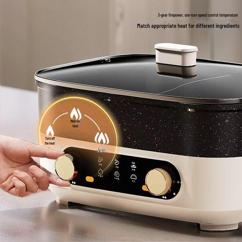 Multi-Functional Non-Stick Electric Hot Pot & Grill with Dual Temperature Control, Large Capacity for Household Shabu-Shabu