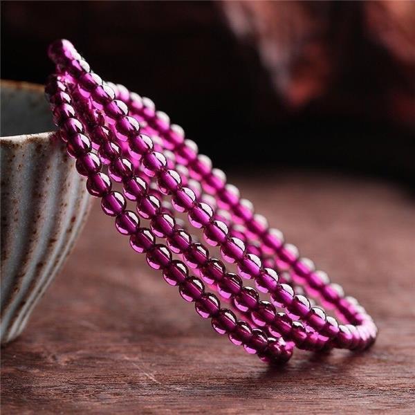 Natural genuine pure purple garnet multi-loop bracelet, single-loop women's bracelet, three-loop or four-loop purple garnet bracelet