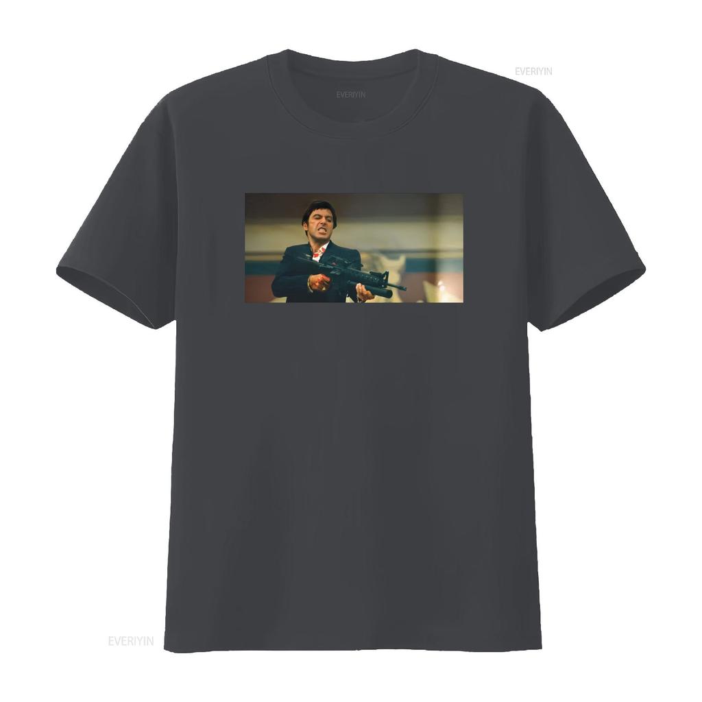 Tony Montana Say Hello To My Little Friend Movie T Shirt Scarface 1983 Vintage Washed Versatile Homme Designer Clothes Fashion