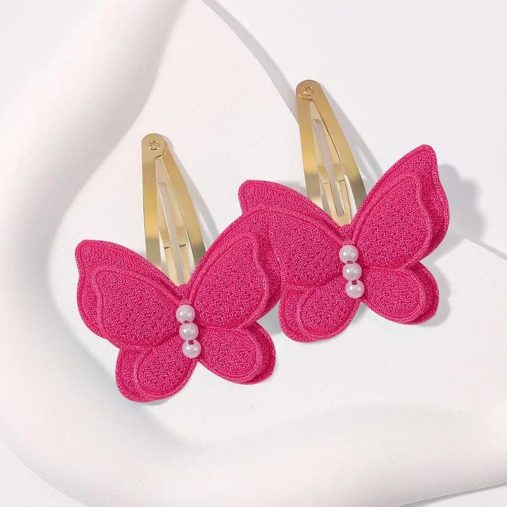 2pcs Girls Butterfly Hair Clip Handmade Hairpins Fashion New Headwear Kids Baby Hair Accessories for Girl Party Hair Decorate