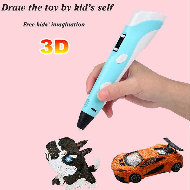 Kinder 3D-Stift 3D-Zeichen Druckstift LCD-Bildschirm Netzteil 40 Farben 200M PLA-Filament Kinder Jungen Mädchen Geburtstag DIY-Geschenk