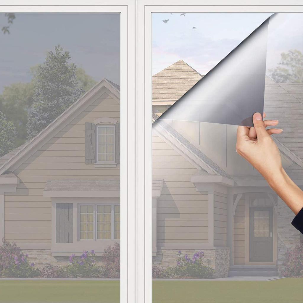 Window Tint for Home, One Way Window Film, Privacy Mirror Film Self-Adhesive Window Tint Film Heat Control Anti UV