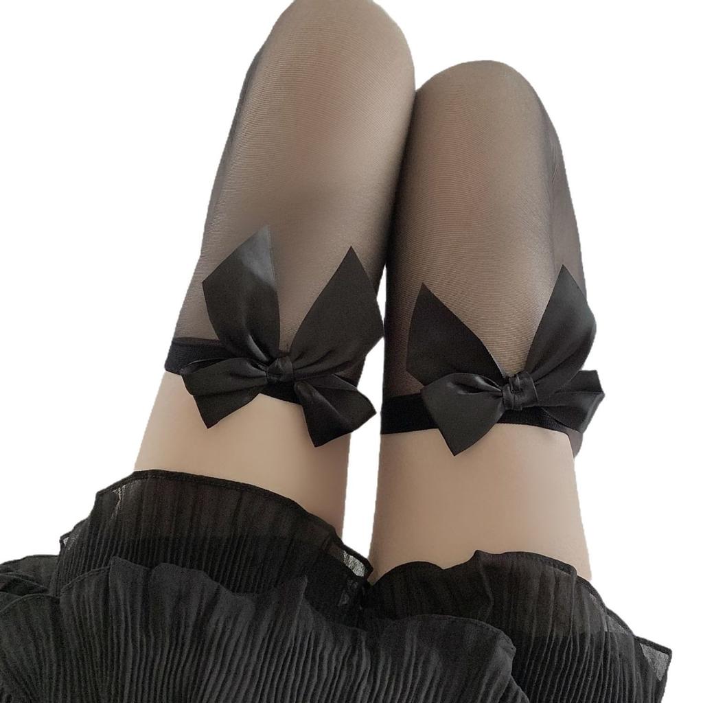 Sexy Ultra-thin Summer High Tube Black Stockings White Over-knee Long Tube Thigh Black Half-pure Lace Mesh Socks