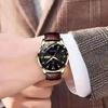 POEDAGAR Casual High Quality Men Watch Waterproof Luminous Leather Original Wristwatch Quartz Business Watches for Men Reloj