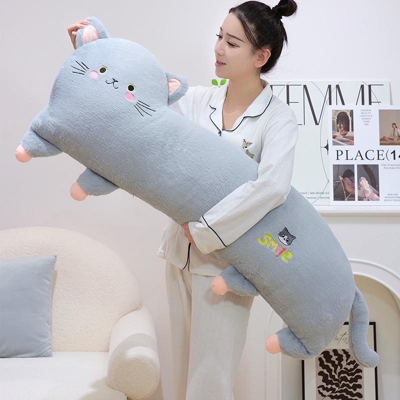 Soft cat long throw pillow plush toy doll kitten doll girl company soothing doll