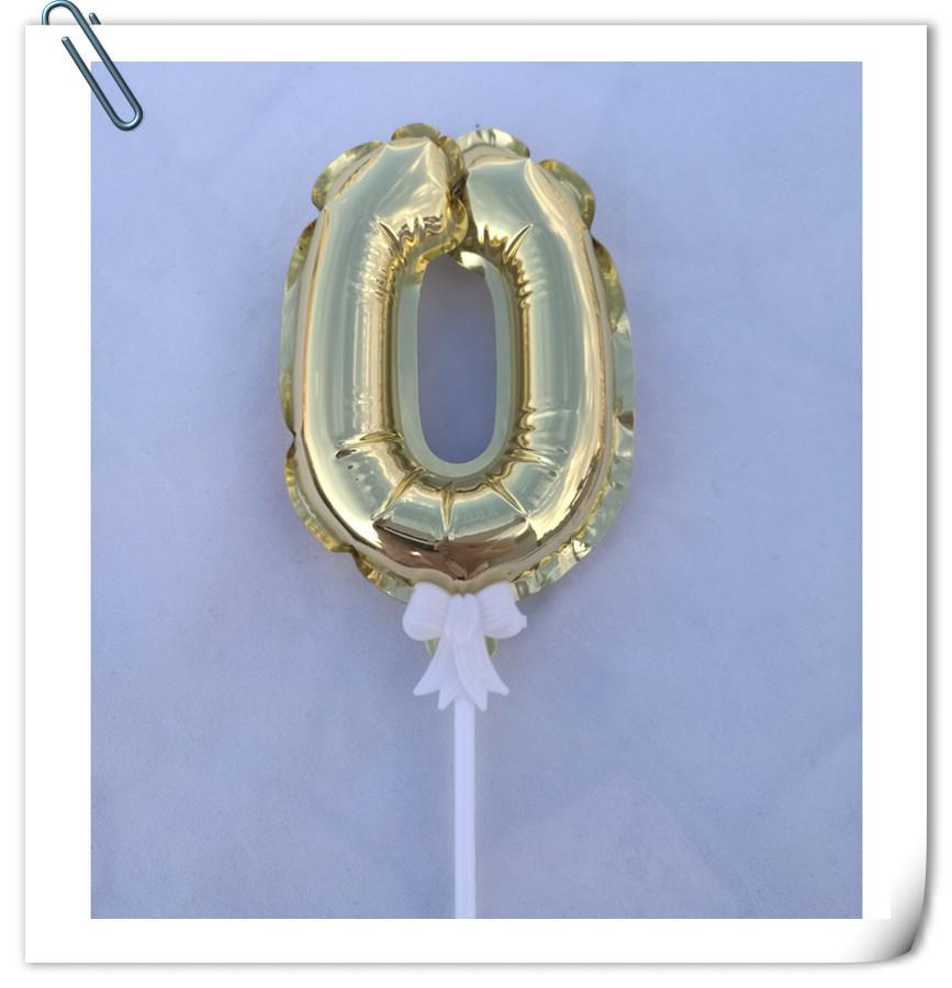 Balon din aluminiu auto-gonflabil de 14 cm cu număr, decor pentru tort, petrecere de aniversare 0-9 inserție.