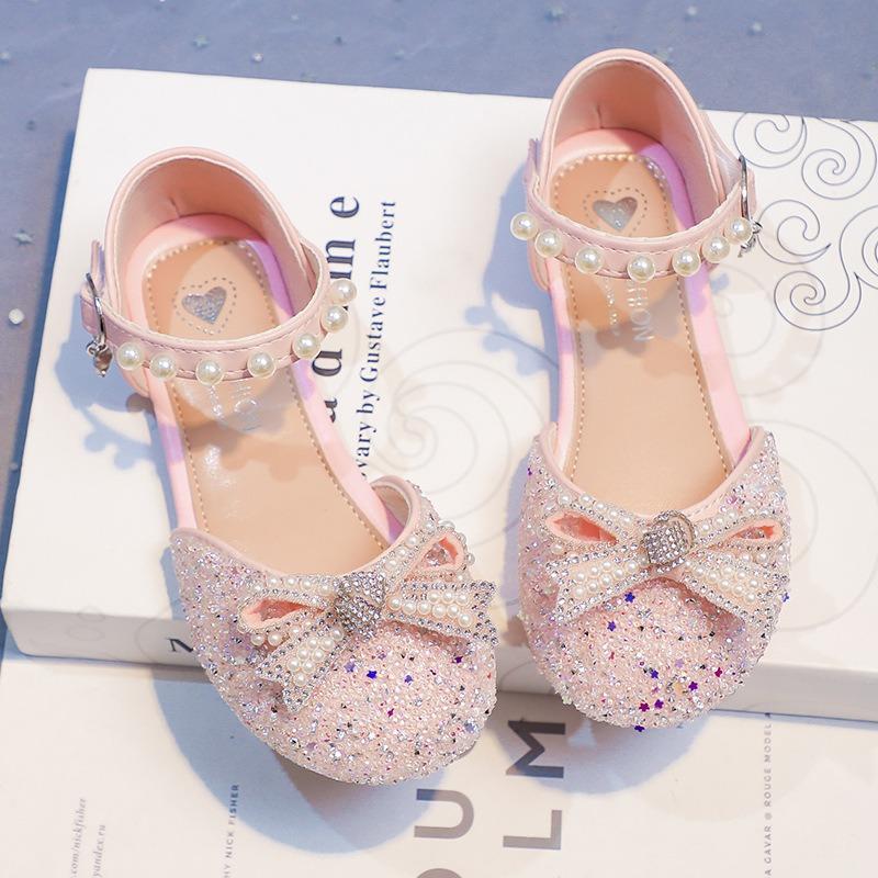 Summer Girls Bow Rhinestone Princess Sandals Fashion Casual Shoes for Little Big Kids