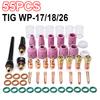 55 Stück WIG Schweißbrenner Düsenring Abdeckung Gaslinse Glasbecher Set WIG WP-17/18/26 Hohe Temperatur Langlebig Praktisches Zubehör