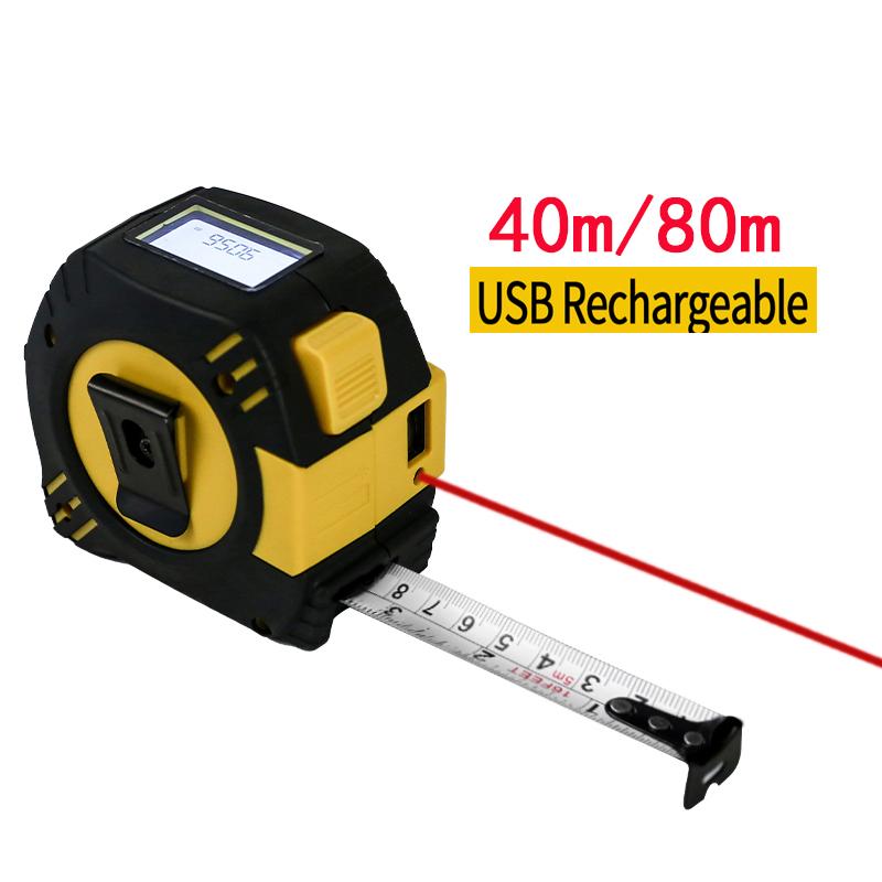 

2in1 Multifunction Laser Rangefinder Rechargeable 80m 40m with 5m Tape LCD Display with Backlight Laser Tape Measure laser 40m 5mTape
