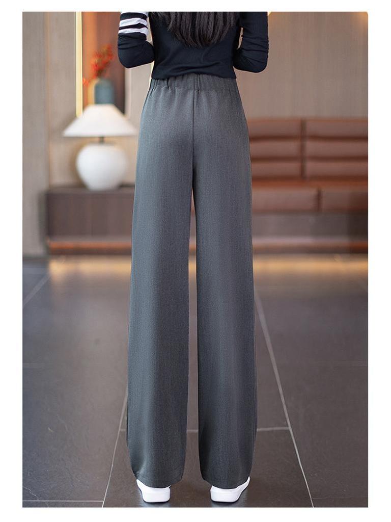 Stylish Women's High-Waisted Stretchy Straight-Leg Pants - Slimming, Loose Fit, Versatile Wide-Leg for Spring/Winter 2026.