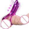Vibrating Cock Ring With Tongue Clitoral Stimulator Raised Nodules Anal Beads For Couple Play Adult Sex Toys Penis Ring Wearable