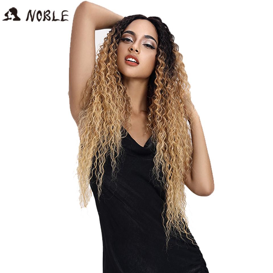 Noble Synthetic Lace Wigs For Black Women Middle Part Long 30" Ombre Blonde Wig With Dark Roots Wavy Heat Resistant Lace Wig