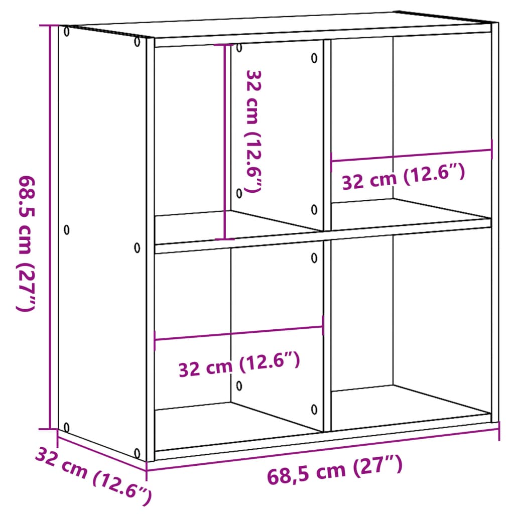 Bookshelf Gray Sonoma 68.5 x 32 x 68.5 cm Particleboard