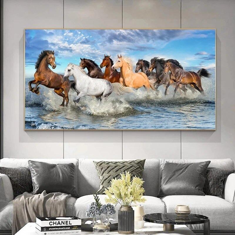 

Running Horses Canvas Painting Wall Art Horse Animal Poster and Print Home Decor For Living Room Home Decor 20x40cm NoFrame