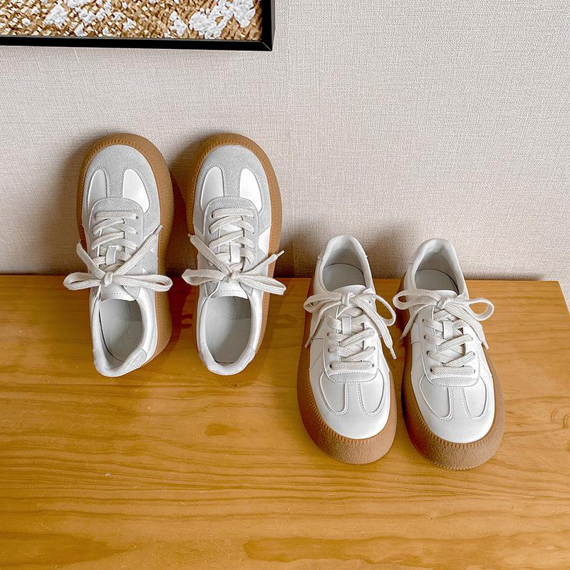 

Women s White Genuine Leather Retro Sneakers - 2025 Spring/Summer Casual Korean Style 37 сірий колір