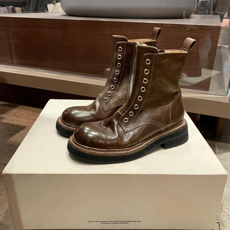 

[] Импортная конская кожа класса А, круглый носок, боковая молния, ботинки-локомотивы Мартин 40 коричневый