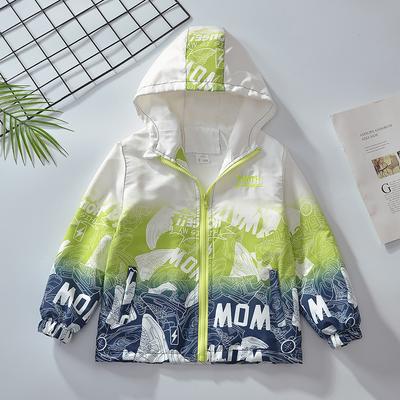 Boys Spring Long-sleeved Hooded Rushing Jacket Middle and Big Boys Handsome Letters Sports Coat