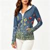 Women's Long Sleeve Zip Up Hoodie Lightweight Sun Protection Jacket with Hood and Pockets Floral Print Outdoor Activewear