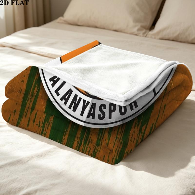 Alanyaspor Print Flannel Blanket, High quality Comfortable for All Seasons, Home Decor, Warmth and Comfort, Perfect for Christmas Gifts