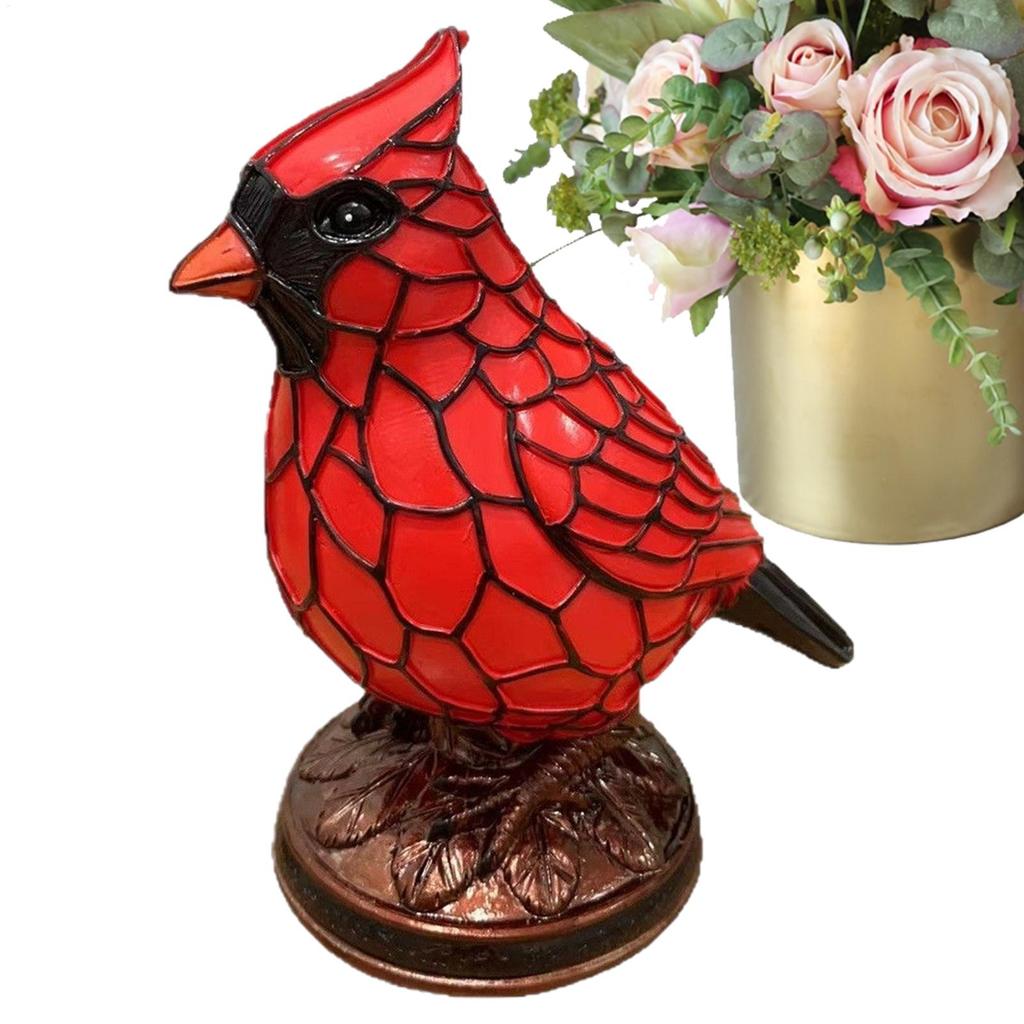Bird Lamps Red Bird Night Light Ornaments Soft Light Eye Protection Creative Animal Table Lamp For Study Bedside Table Decor