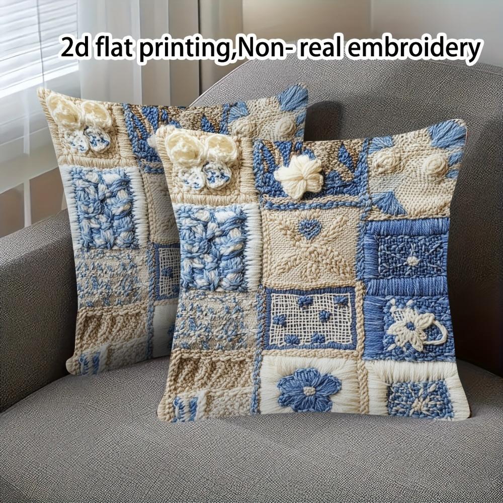2D Flach-2 Stück Böhmisch & Vintage Stil Dekorative Kissenbezüge für Couch Sofa Bett Sofastuhl Kissenbezug