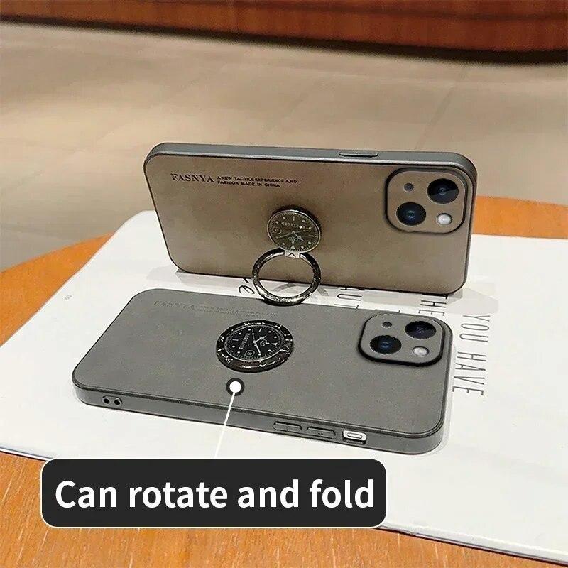 Pro Redmi Turbo 3 Luxusní PU Kožený zadní kryt Pro Xiaomi Redmi Turbo 3 Ochrana fotoaparátu Nárazuvzdorný držák otočného kroužku